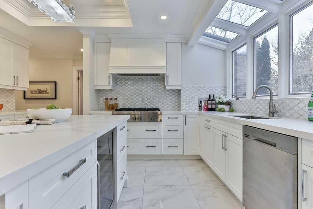 Skylight-lit white kitchen in Brantford